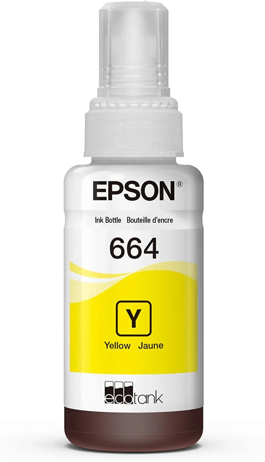 Epson 664 T664420-S ET-2500 ET-2550 ET-3600 ET-4500 ET-4550 ET-16500 EcoTank Replacement Ink Bottle (Yellow) in Retail Packaging - eBuy UAE